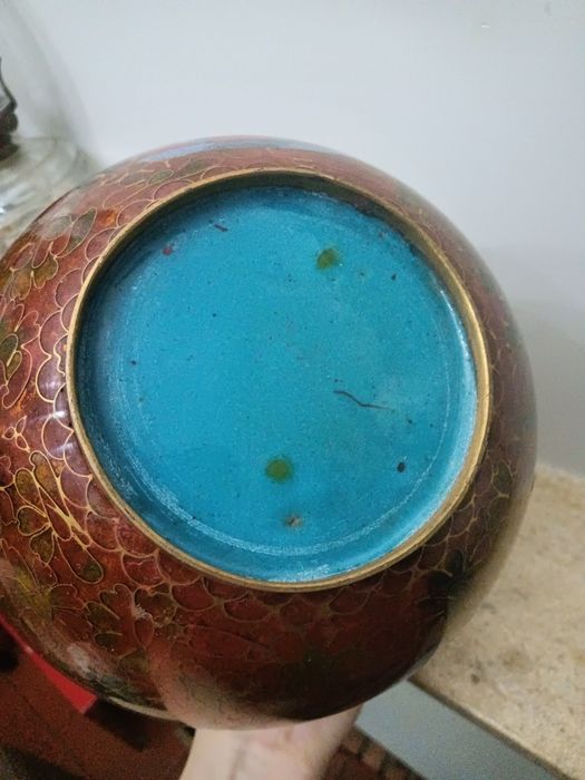 Pote de cloisonné chinês. Antiguidade chinês