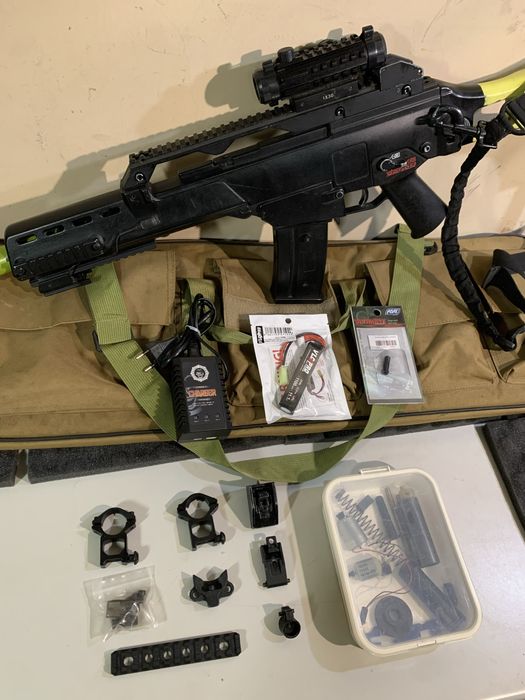 Arma/Réplica Airsoft AEG - G36 /G36K Jing Gong + Vários EXTRAS NOVOS +