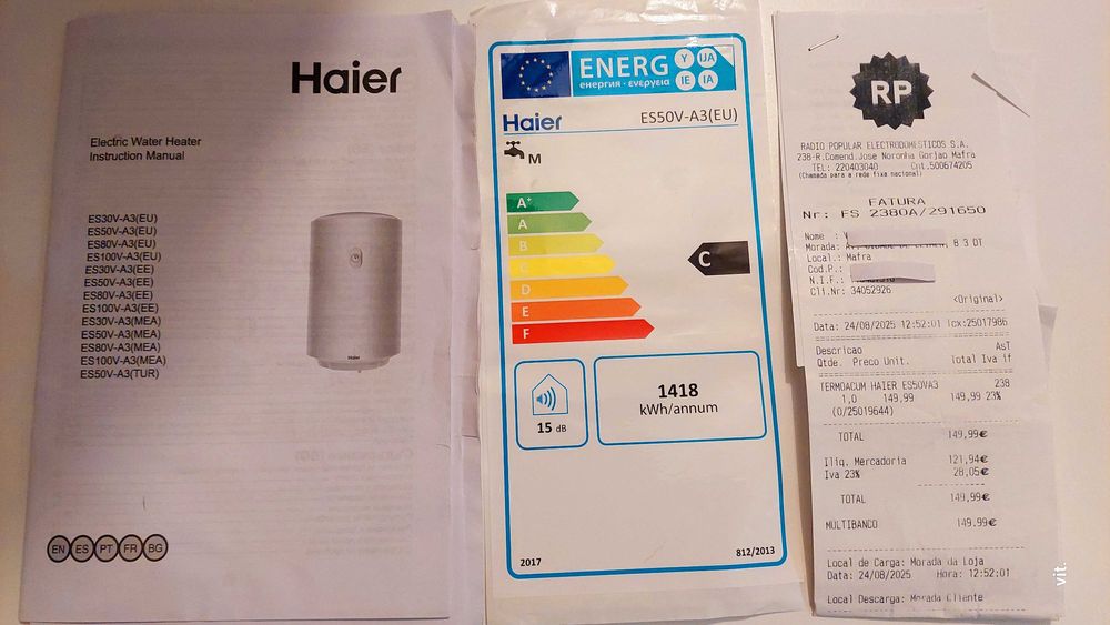termoacumulador haier 50l como novo utilizado 1 semana.