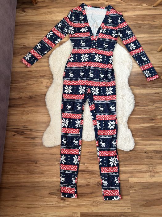 Jednoczęściowa piżama świąteczna damska z klapą z tyłu CBR rozmiar S