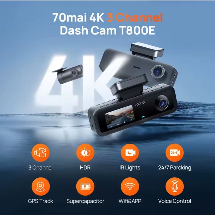 Автомобільний відеореєстратор Xiaomi 70mai Dash Cam 4K T800E
