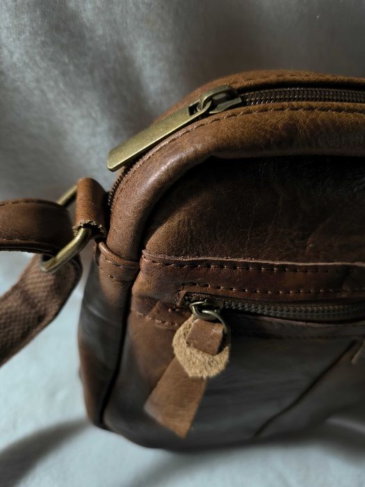 Saszetka męska, brązowa, skóra