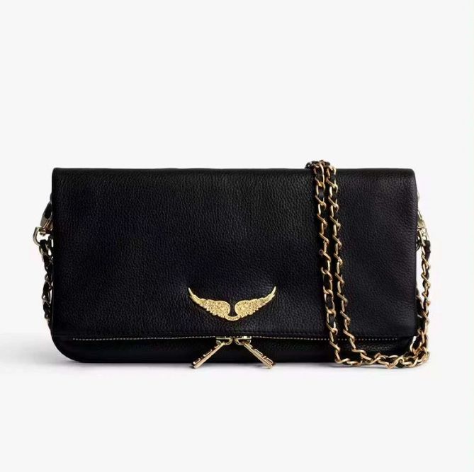 Стильна сумка в стилі Zadig & Voltaire з ланцюжком | чорна/біла