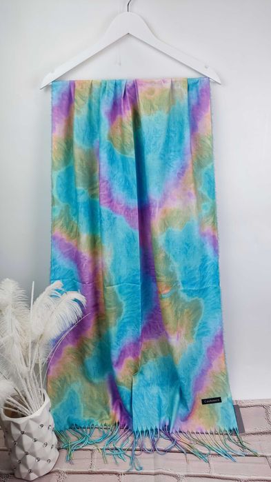 Kolorowy szalik w stylu Tie dye  szalik dwustronny szal damski