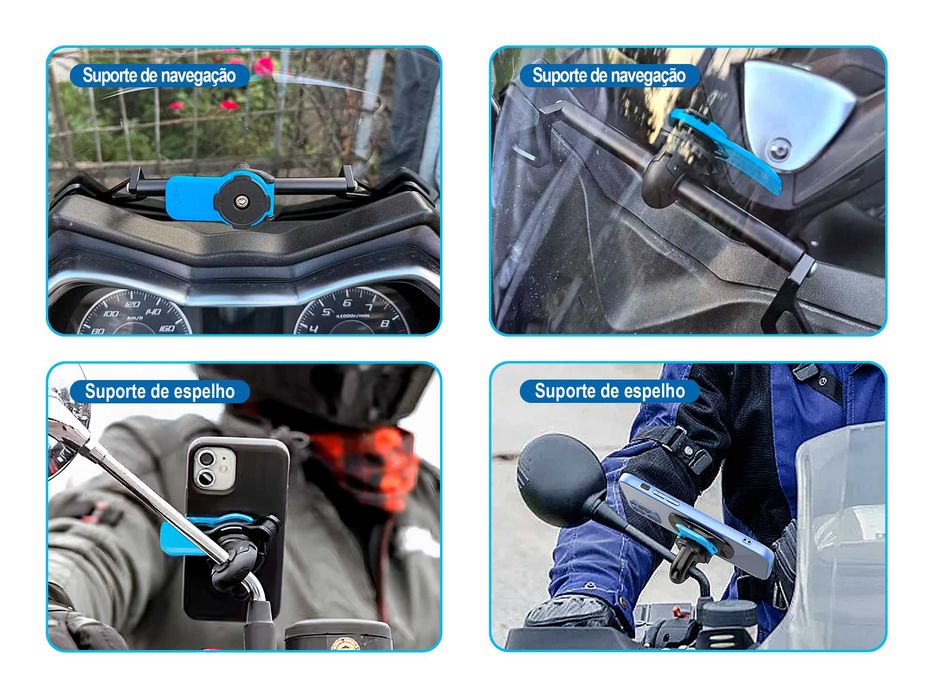 Suporte género Quad Lock e amortecedor p/ espelho ou suporte navegação