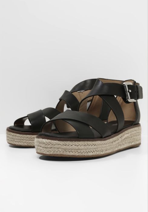 Nowe espadryle Michael Kors 36 Darby czarne sandały skórzane skóra