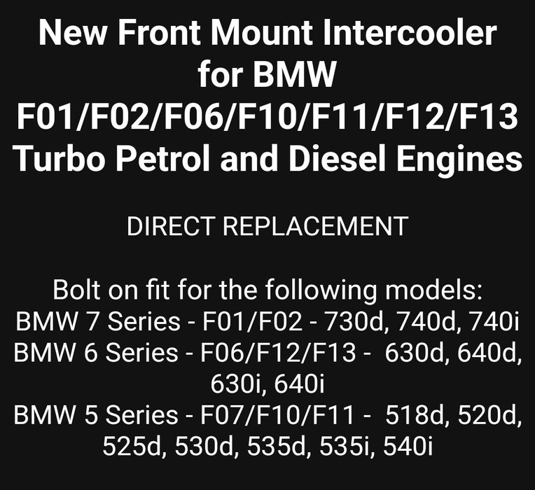 Intercooler BMW série 5/6/7 F10 F11