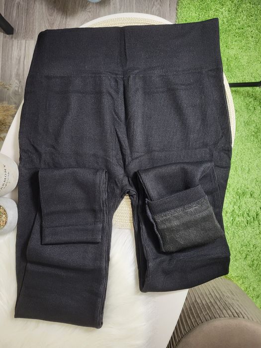 Якісні котонові лосини в рубчик на хутрі, легінси утеплені, леггинсы