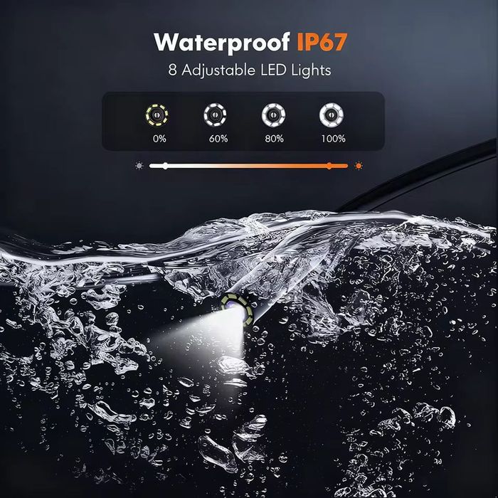 Эндоскоп с экраном 4.3” 8 мм 1080P 2Mp с жёстким кабелем 2 м