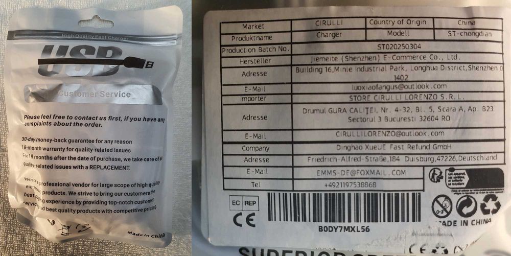 Szybka ładowarka - dwa porty - 2x kabel 2m (USB-C i Apple)