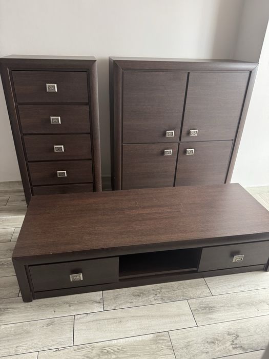 Zestaw mebli BRW kolor wenge komoda szafka i szafka pod tv plus ława