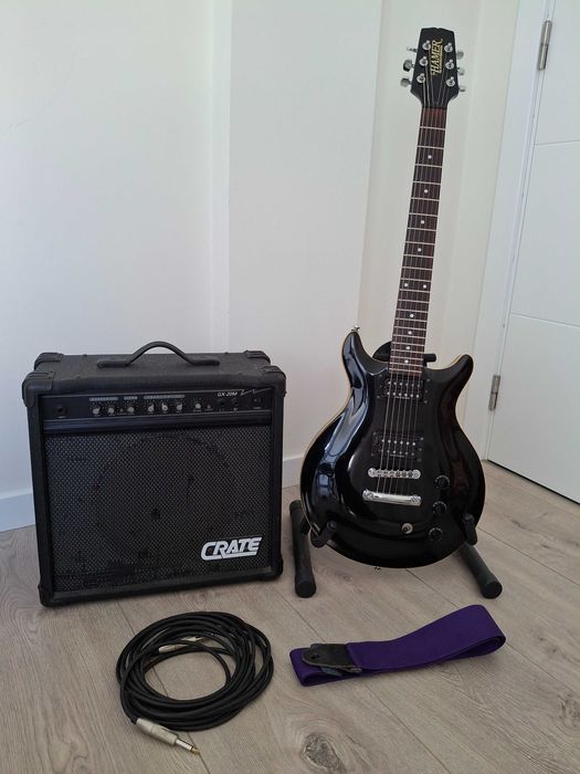 Conjunto guitarra eletrica e amplificador