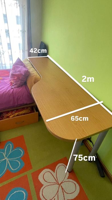 Mobília de Quarto juvenil cama/secretária/móvel cor pinho claro