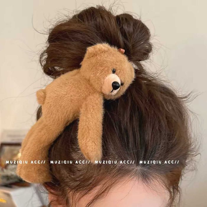 Pinça de cabelo urso de peluche fofo