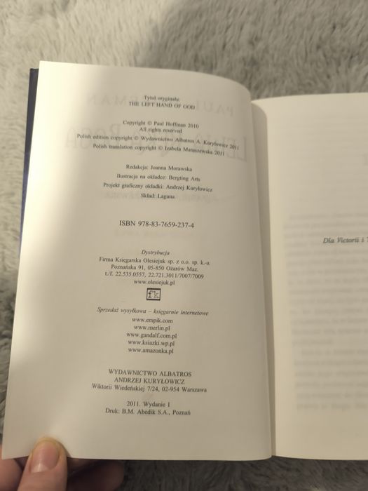 Książka używana. Lewa ręka boga. Paul Hoffman