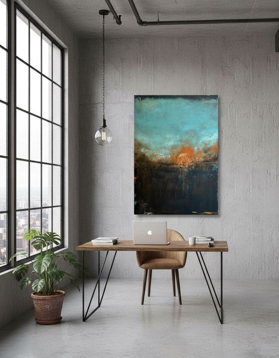 Obraz abstrakcyjny "Tamtego świtu" 50 x 70 na płótnie ręcznie malowany