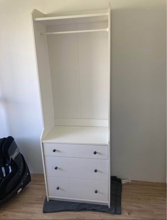 Szafa garderoba ikea hauga szafa drążek i  3 szuflady biały 70x199 cm