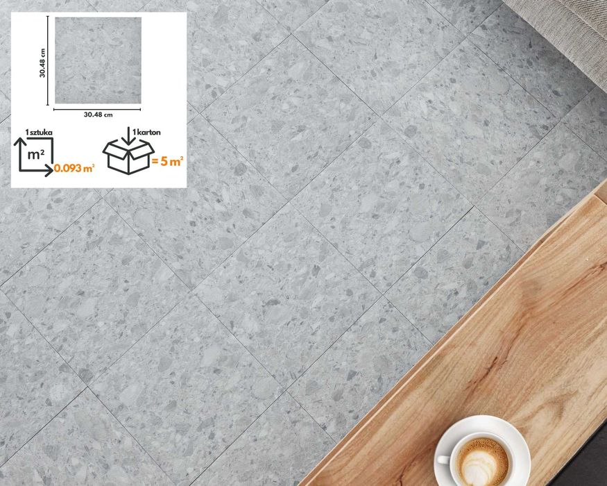 Samoprzylepne Płytki Winylowe Szare LASTRYKO 1 m² Kafle Konglomerat