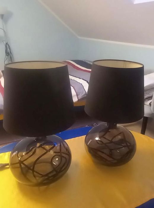 Lampa design czarna 2 szt. abażur