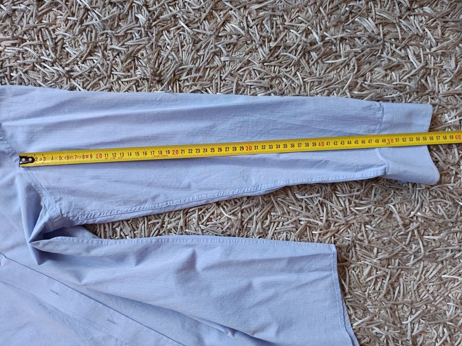 Męska koszula Wólczanka 40 niebieska błękitna tłoczony biały wzór