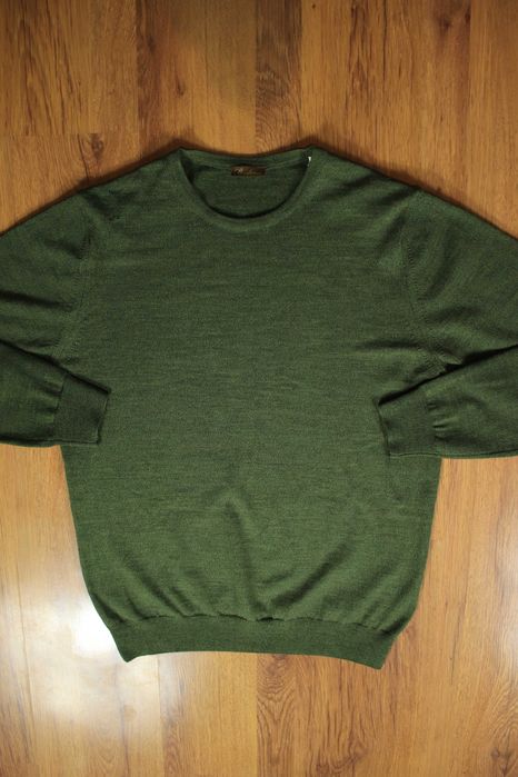 Sweter Stenströms r. M zielony okrągły dekolt wełniany męski