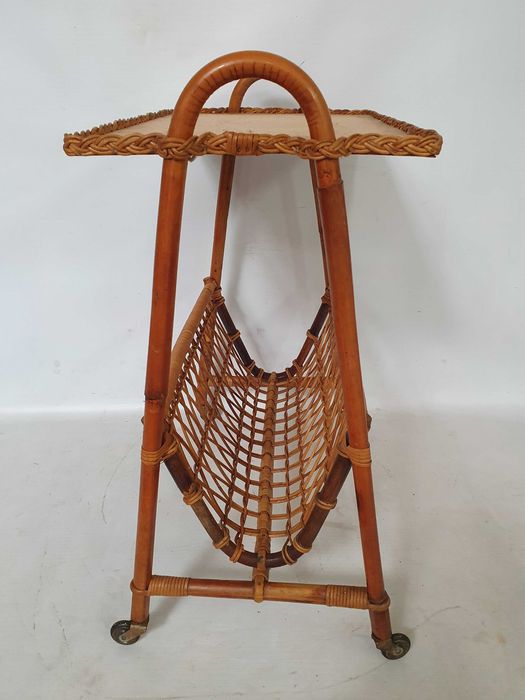 gazetnik kosz bambusowy vintage masywny rattanowy