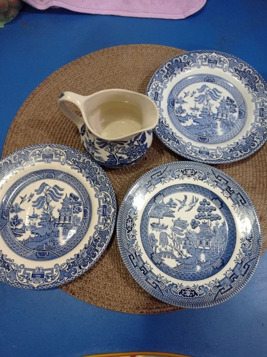 Фаянсовий вінтажний англійський набір,,голуба верба-голубая ива,,