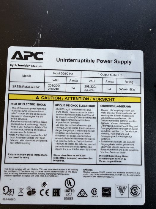 APC srt5krmxlw-hw ибп ups