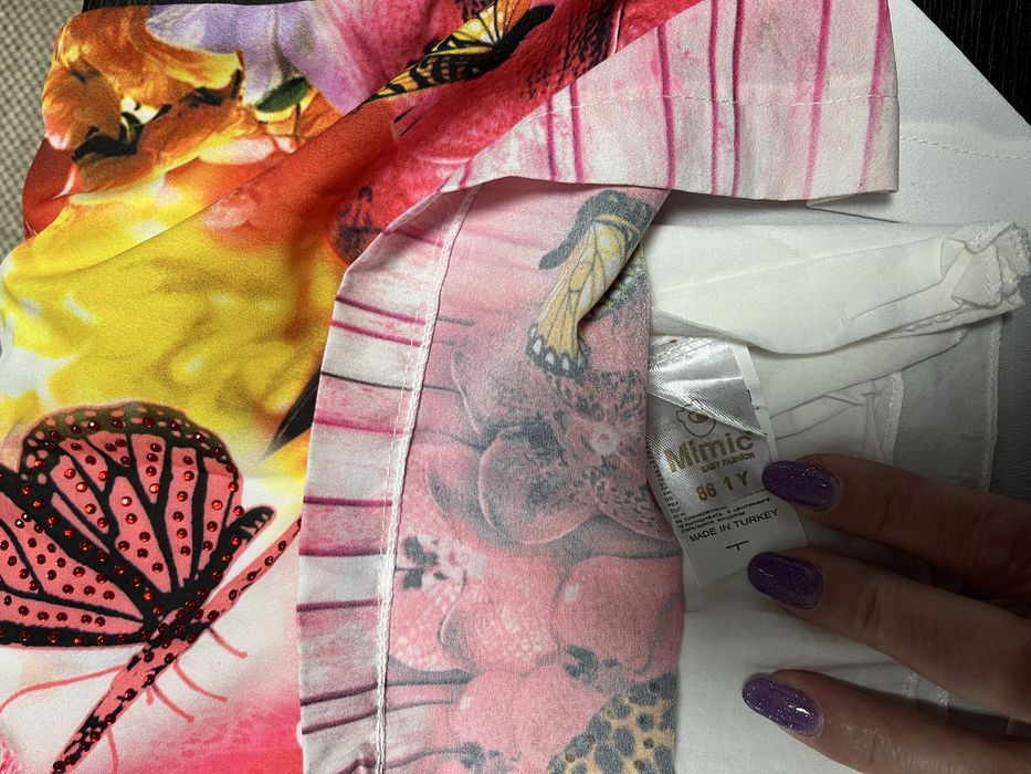 Дитяча сукня з принтом метеликів, 86 см