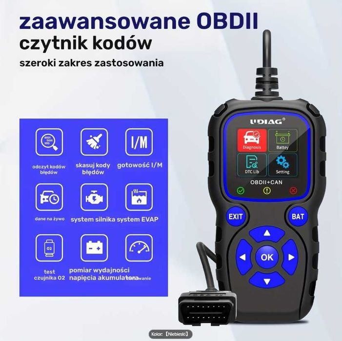 Tester diagnostyczny ODB2 Udiaq CR720 menu po polsku