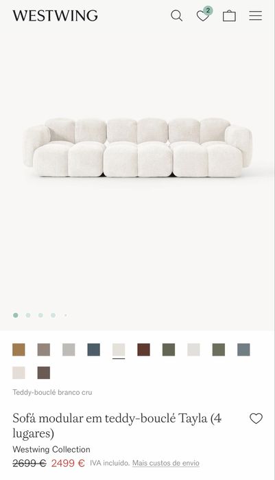 Westwing Tayla Sofa - Teddy Bouclé (2 months old)