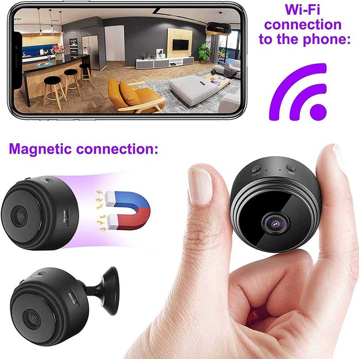 ASHATA bezprzewodowa Kamera Wifi 1080P SD MINI Czujnik ruchu