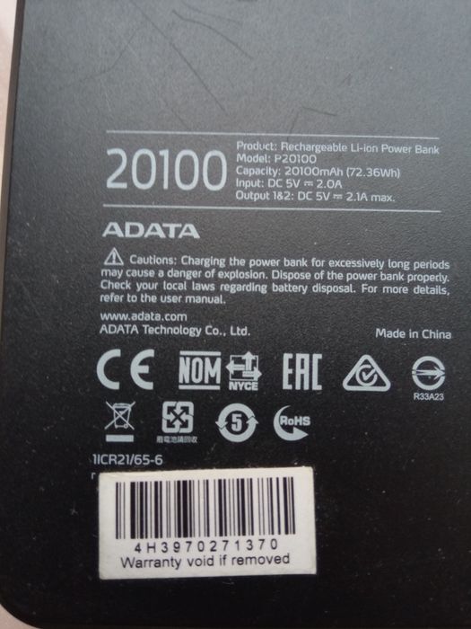 Powerbank Adata 20100 mAh