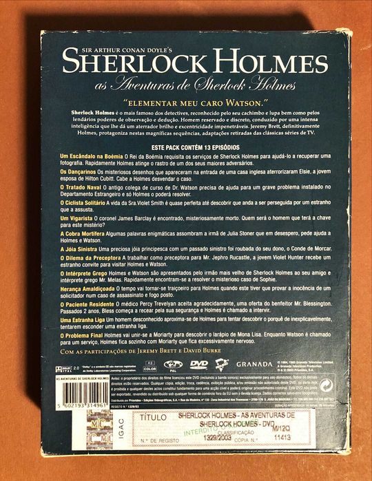 FILME SÉRIE DVD Sherlock Holmes Conan Doyle Holmes Watson