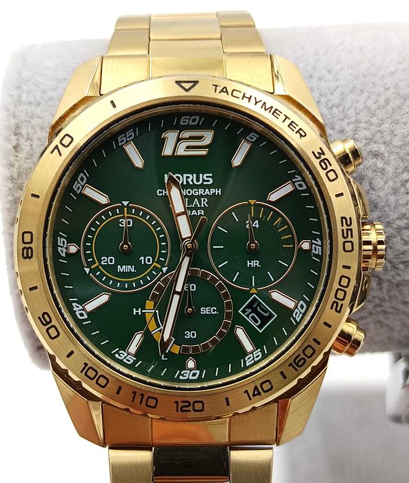 Zegarek męski Lorus Classic Solar Chronograph Zielona tarcza