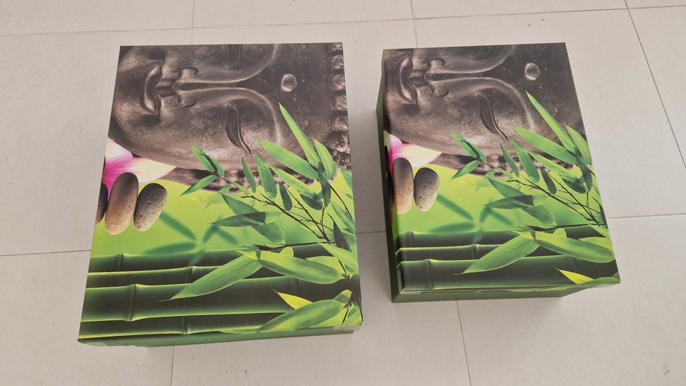 2 caixas de arrumação em cartão com tampa