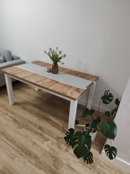 Nowoczesny, duży stół rozkładany + 4 krzesła | Styl skandynawski | IDE