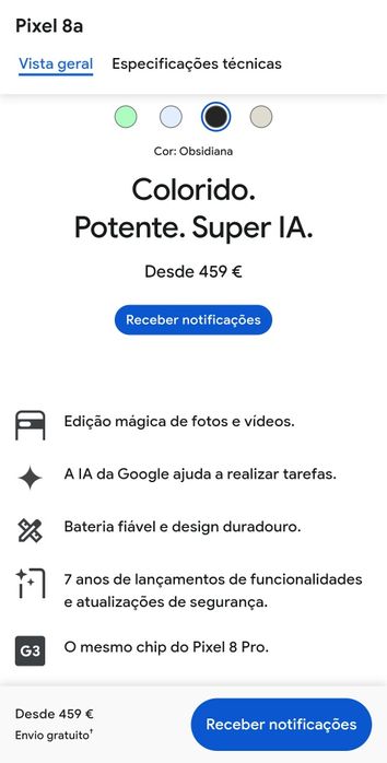 Google Pixel 8a 5G com Inteligência Artificial Super Potente