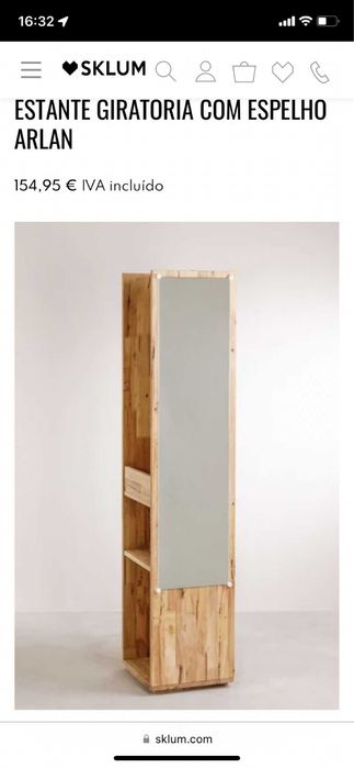 Estante giratória Arlan Sklum 164x39x35 cm madeira com espelho