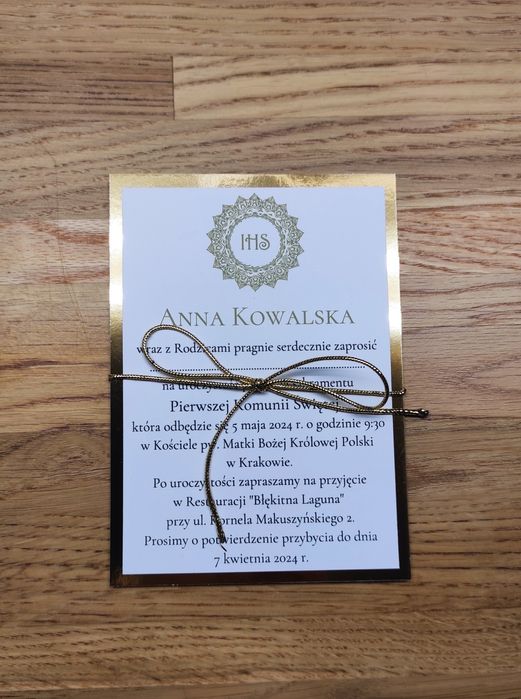 Zaproszenie na komunię, zaproszenia z kalką