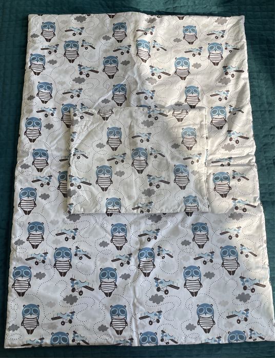 Komplet poscieli bawelnianej dla niemowlaka koldra poduszka