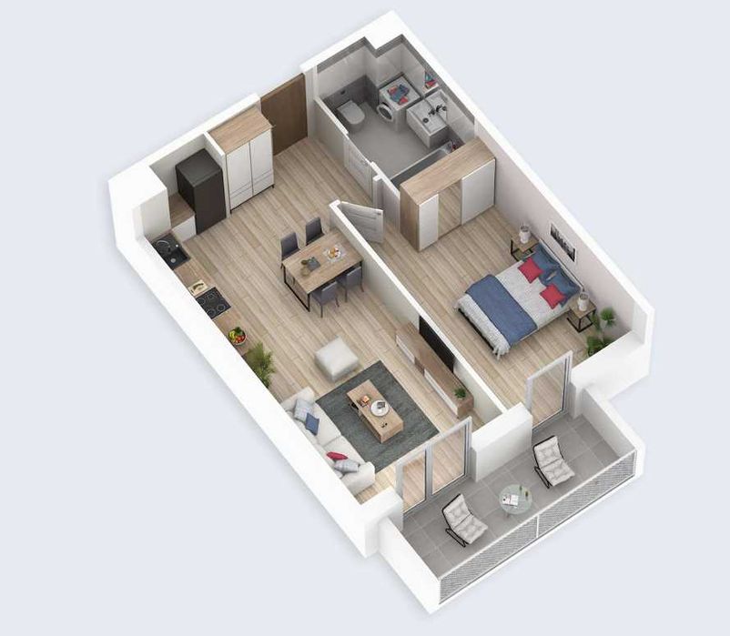 Stacja Wołomin - 2 pokoje, 44,49 m², harmonogram 20/80 – pohled 3