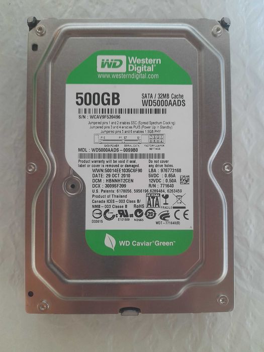 Disco Rígido 3.5 WD Caviar Green 500GB