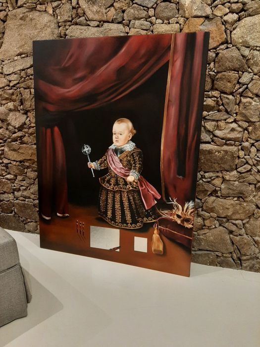 Quadro Grande Pintado à Mão 150x115 cm | Retrato Clássico Barroco