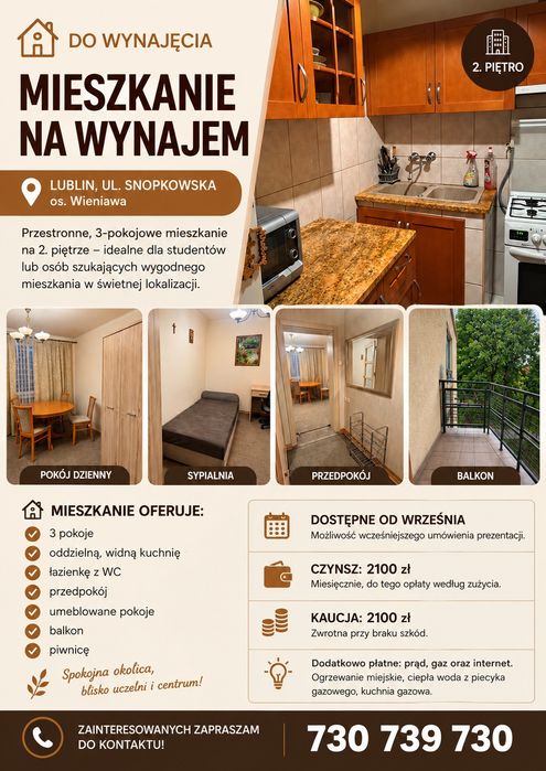 Wynajmę mieszkanie na Wieniawie obok KUL, UMCS