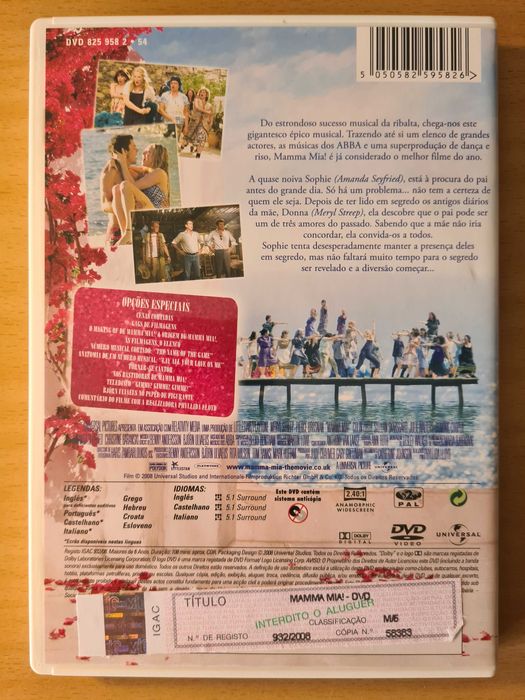 Filme em DVD "Mamma Mia" com Meryl Streep