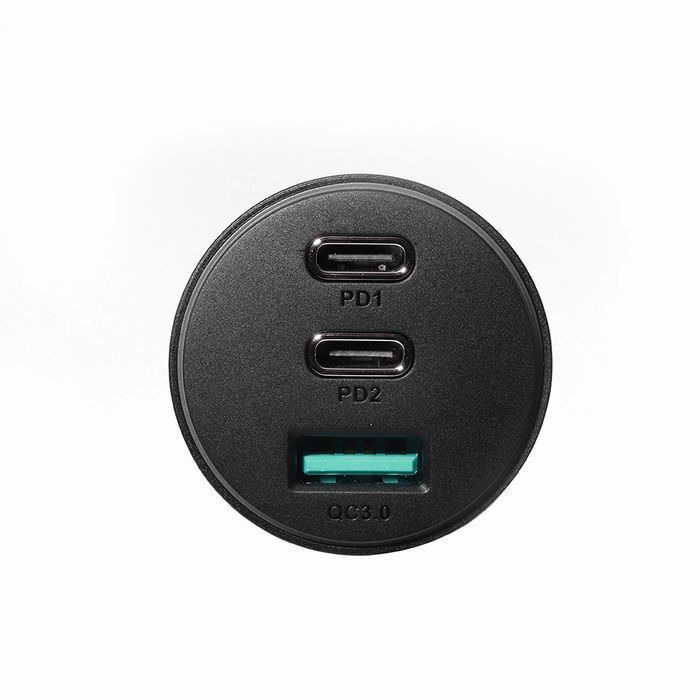 Joyroom ładowarka samochodowa 70W z 3 portami: USB A, 2x USB C czarna