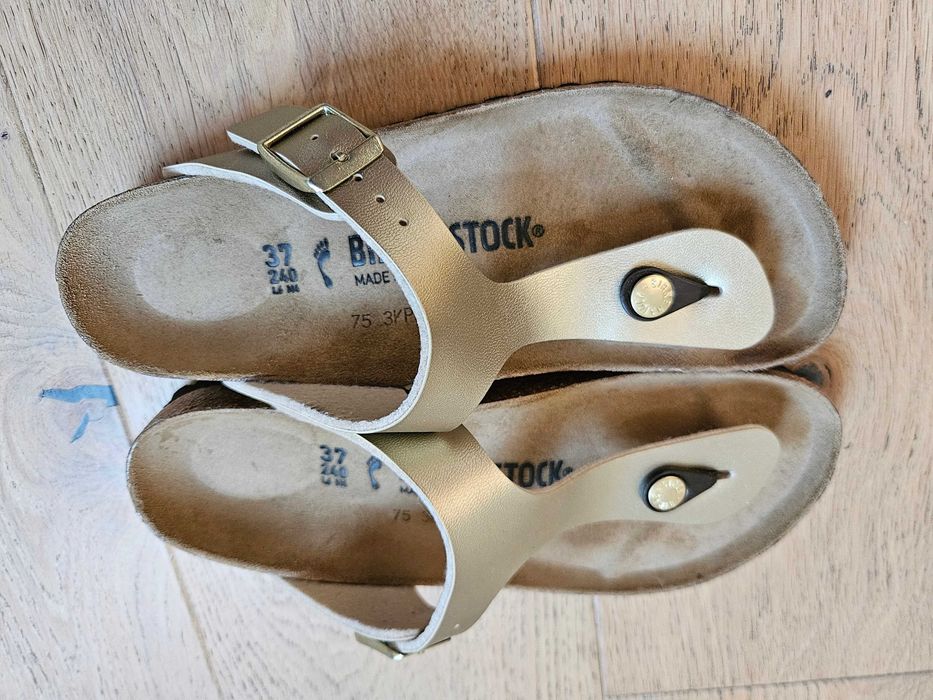 Birkenstock Gizeh 37 złote gold narrow