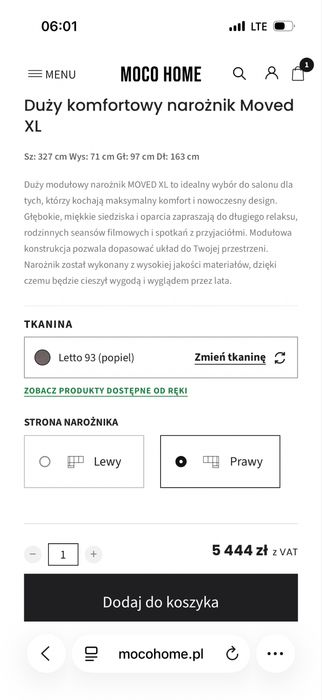 Narożnik modułowy Moved Xl Moco Home