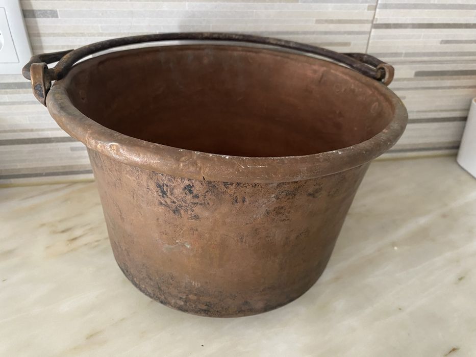 Caldeiro antigo cobre artesanal